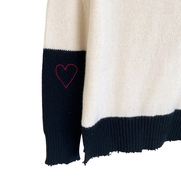 Sundry Loose Fitting White & Black Heart on Elbow Knit Sweater 0 (XS) NWT $195 - Picture 4 of 9